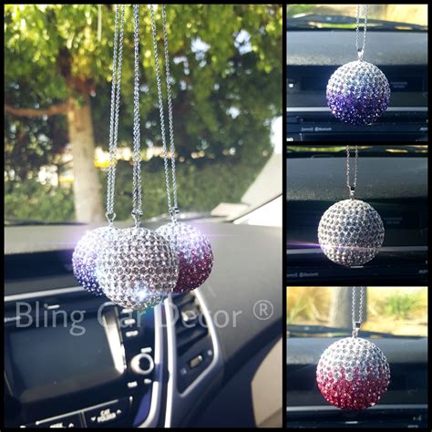 Home decor crushed crystal pair of swan romany bling mirrored gift romany. Crystal Ball Car Rear View Mirror Hanging Ornament Charm ...