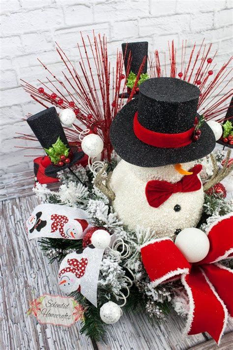 Sale Snowman Centerpiece Christmas Centerpiece Top Hat Etsy