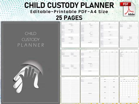Child Custody Binder Custody Planner Printable Child Support Etsy