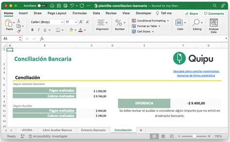 Plantilla Excel Para La Conciliación Bancaria Descárgala Gratis