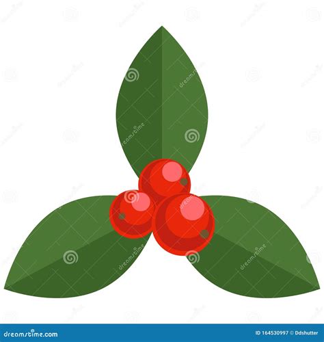 Holly Berry Christmas Icon Element For Design Cartoon Simple