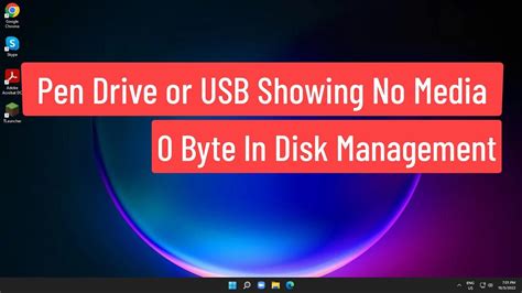 Pen Drive Or Usb Showing No Media 0 Byte In Disk Management Windows 11