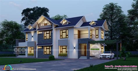4 Bhk Sloping Roof Style Splendid Home Plan Kerala Home Design And