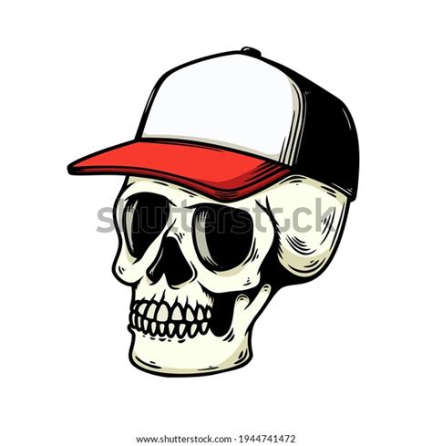 Illustration Human Skull Baseball Cap Isolated Stock Vector Royalty
