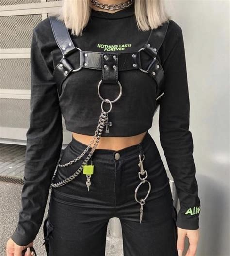 Chest Harness Edgy Outfits Aesthetic Grunge Outfit Egirl Fashion
