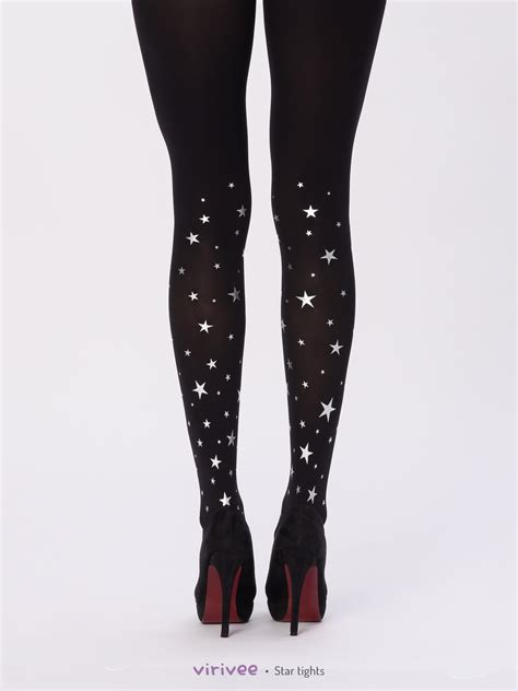 Star Tights With Gold Or Silver Print Virivee Tights Unique Tights Designed And Made In Europe