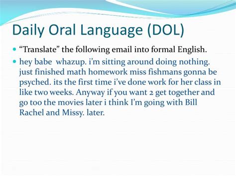 Ppt Daily Oral Language Dol Powerpoint Presentation Free Download
