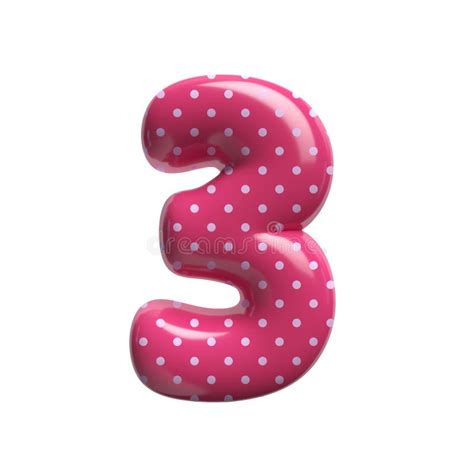 Polka Dot Number 3 3d Pink Retro Digit Suitable For Fashion Retro
