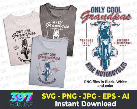 Only Cool Grandpas Ride Motorcycles Svg Biker Grandpas Svg Etsy