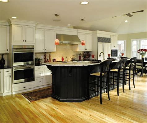 With just a few simplifications (and a lot less money). Off White Cabinets with Black Kitchen Island - Decora