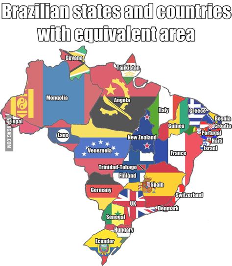 The Area Of Some Countries Compared To Brazil States 9gag