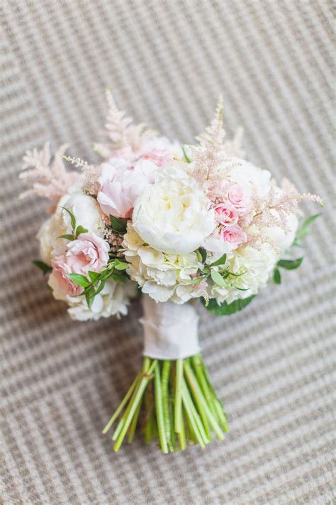blush and ivory bridal bouquet white peonies light pink roses blush astilbe white hydrange