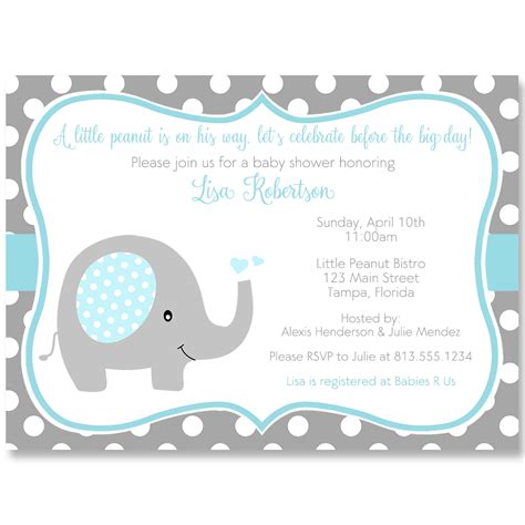 Extraordinario Invitaciones De Elefantes Para Baby Shower Para Imprimir