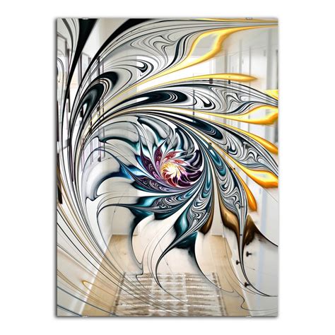 Designart Stained Glass Floral Art 24x36 Accent Accent Mirror In White Mir10276 24 36