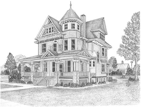 Victorian House Aviston Il Pencil Drawing By Keith Laco Flickr