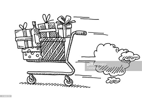Last Minute Christmas Shopping Drawing High Res Vector Graphic Getty