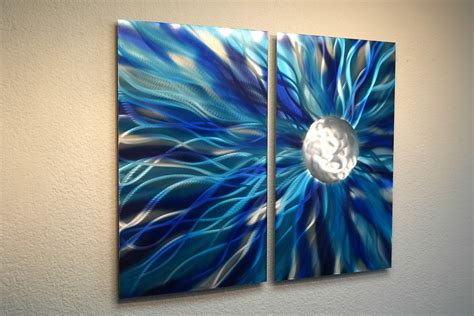 Solare Blue Abstract Metal Wall Art Contemporary Modern