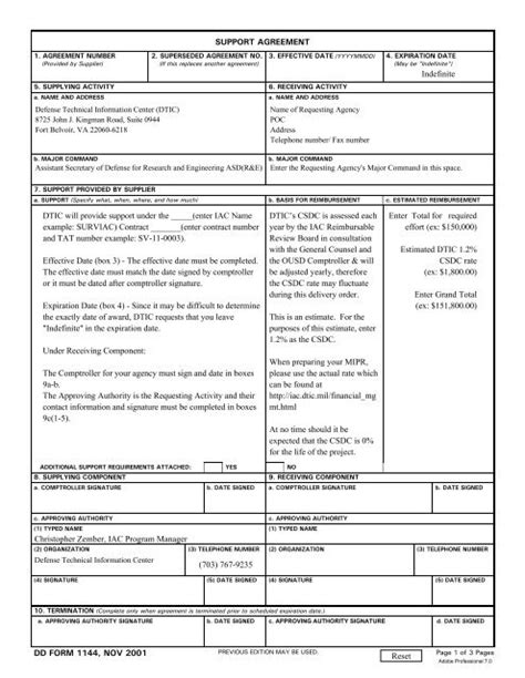To View A Completed Sample Copy Of Dd Form 1144 Iac Defense