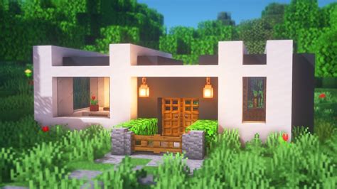 Minecraft How To Build A Modern Starter House Modern House Survival