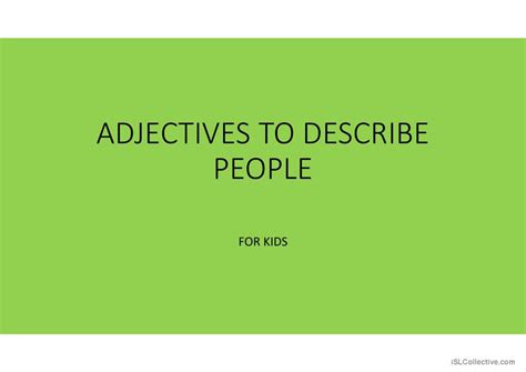 Adjectives To Describe People English Esl Powerpoints
