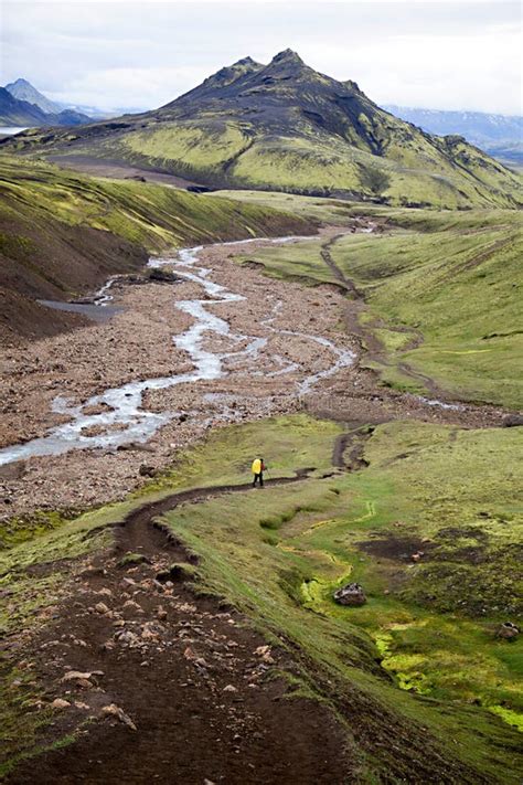 Hiker Laugavegur Trek Iceland Stock Image Image Of Geothermal