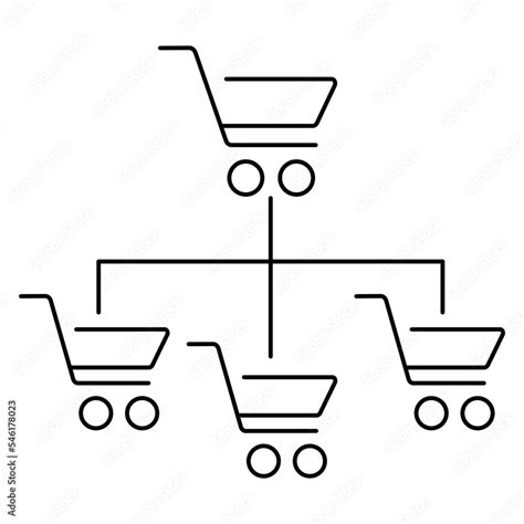 Black outline simple group order management icon. Contour vector symbol