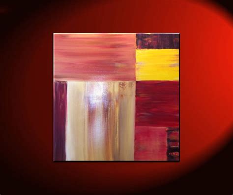 Modern Abstract Art Large Painting Square Red Yellow Brown