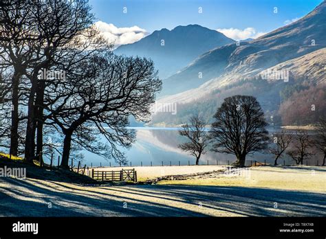 Lake And Hills On A Winter Morning Buttermere In The Lake District