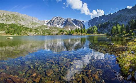 Picturesque Mountain Lake In The Summer Morning Stock Image Image Of