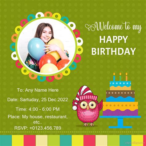 Make Custom Birthday Party Invitation Cards With Photo And Name