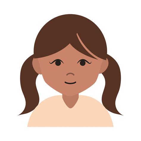 Cute Girl Brunette Cartoon Character Female Flat Icon 2587301 Vector