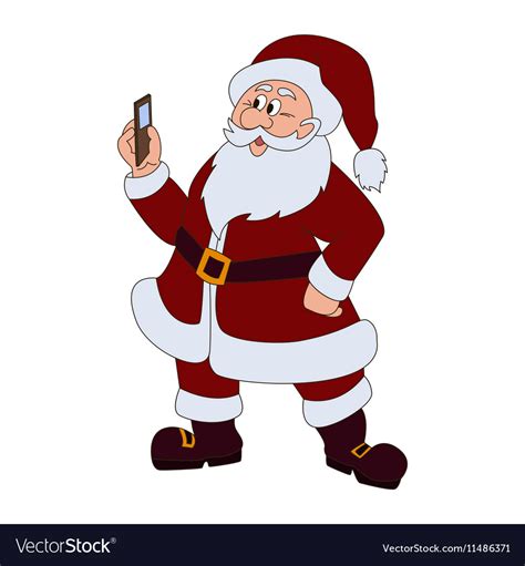Santa Claus With Mobile Phone Royalty Free Vector Image