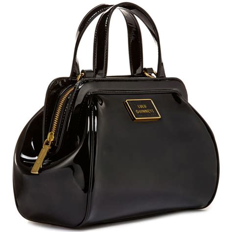 Lulu Guinness Womens Small Paula Patent Leather Grab Bag Black Free Uk Delivery Over £50