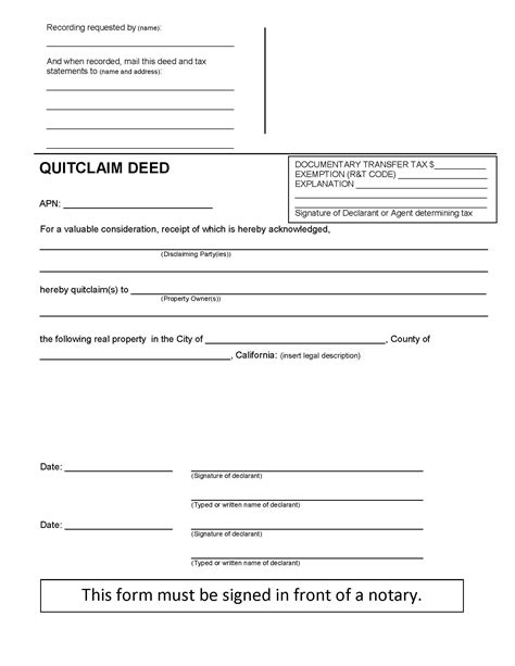 California Quit Claim Deed Form Deed Forms Deed Forms