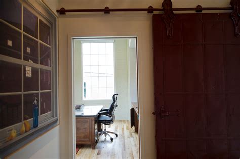 Corporate Office Interior Design Repurposed Sliding Barn Door