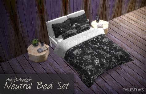 Natural Bed Set Sims 4 Furniture