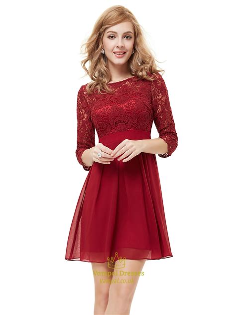 Find your dream chiffon bridesmaid dresses on theknot.com. Burgundy Chiffon Short A Line Bridesmaid Dresses With Half ...