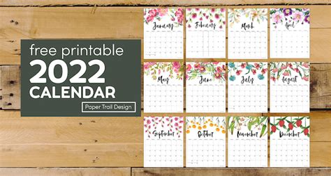 Free Printable 2022 Calendars Paper Trail Design