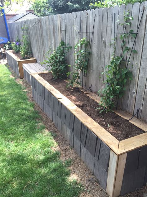 Plants for raised beds raised garden beds raised patio raised gardens raised planter veg garden garden boxes garden planters garden nook. Raised garden bed along fence. Final phase. Used leftover ...