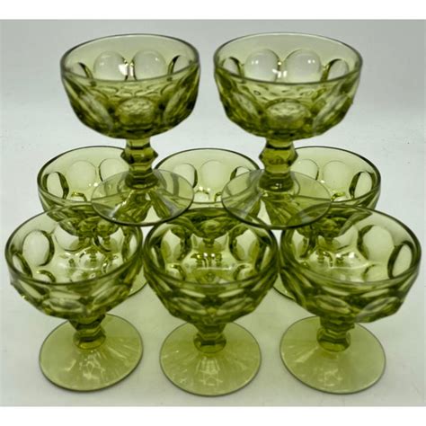 Vintage Mid Century Imperial Glass Provincial Green Sherbet Glassware