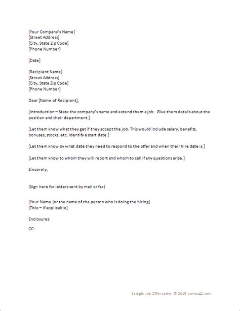 5 Job Offer Letter Templates Word Excel Templates