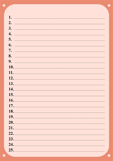 5 Best Printable List With Numbered Lines Pdf For Free At Printablee
