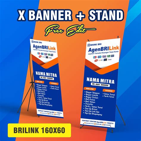 Jual X Banner Brilink Stand Set Dengan Rangka Agen Bri Link