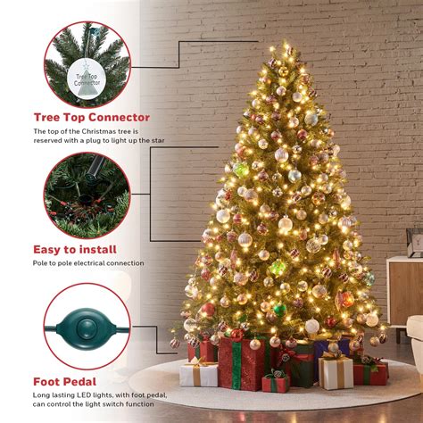 Costway 8ft Pre Lit Artificial Christmas Tree Hinged 750 Led Lights