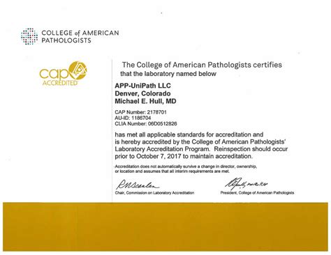 Unipath Accreditations American Pathology Partners American Pathology