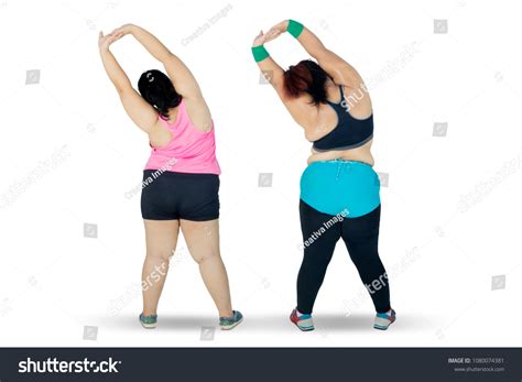 Rear View Two Obese Women Wearing Stock Photo 1080074381 Shutterstock