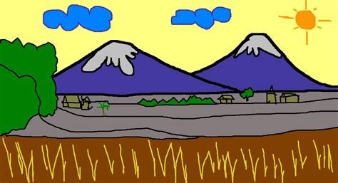 Gambar Kartun Pegunungan Kumpulan Gambar Lukisan Gunung Kartun