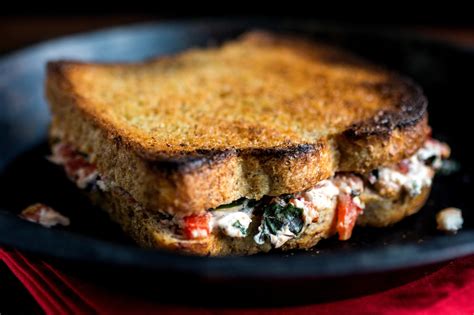 Grilled Goat Cheese Roasted Pepper And Greens Sandwich Recipe Nyt