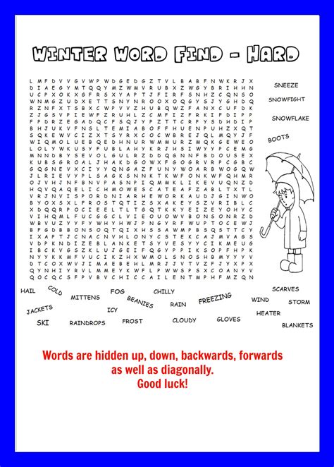 5 Best Images Of Printable Winter Word Search Difficult