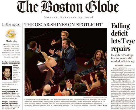 How Boston Globe Covered Spotlight Best Picture Oscar Win Photo Aol Entertainment